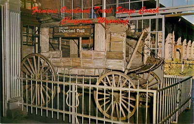 Famous Overland Trail Stage Coach — Cheyenne, Wyoming — Autobury Co.