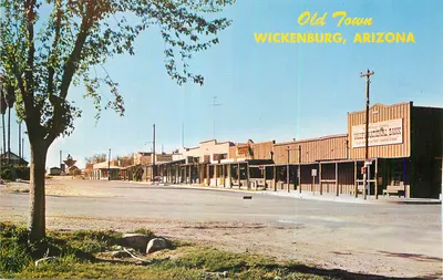 Vista da rua principal da Velha Cidade de Wickenburg, Arizona — vista da rua principal com a Wickenburg National Bank
