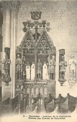 Neuchâtel — Interior da Catedral — Estátuas dos Condes de Neuchâtel