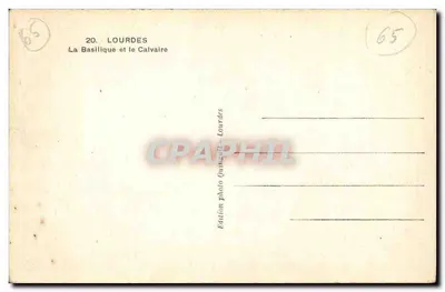 Lourdes — A Basílica e o Calvário — Edição fotográfica Quinéville, Lourdes — Verso