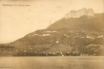 Talloyres e as Dentes de Lanton — vista lacustre com montanhas escarpadas — Edit. Léopold Gase