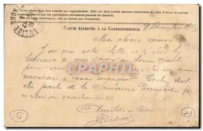 Correspondência das Forças da República — Carta em franquia — Modelo A1 — Verso