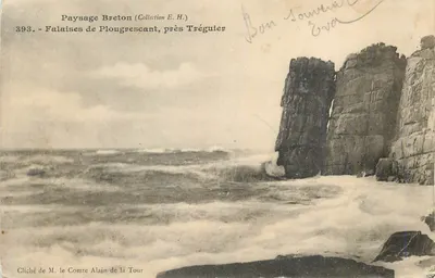 Falaises de Plougrescant, perto de Tréguier — Paisagem Bretã (Coleção E. H.) — Cliché de M. o Conde Alain de la Tour, n° 393