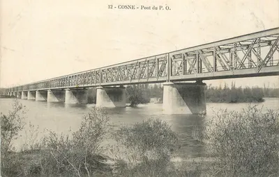 Cosne - Ponte do P.O. — Ponte ferroviária sobre um rio — Carta postal n°12