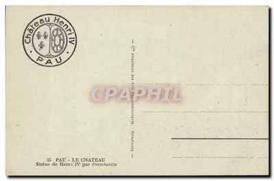 Estátua de Henri IV — Castelo de Pau — editada por Francheville — Verso
