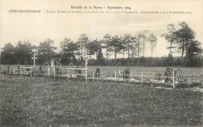Fère-Champenoise — Túmulo Rua de Bannes, 60 Soldados dos 90ᵉ e 135ᵉ de Infantaria — Batalha da Marne, Setembro 1914