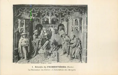 Rétable de FROMENTIÈRES (Marne) — A Nascimento do Cristo - A Adoração dos Pastores — G. Dart, fot.-edit., Montmirail - Repro1. inter.
