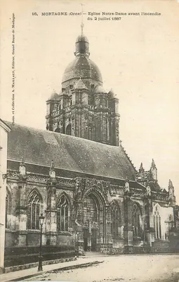 Mortagne (Orne) — Igreja de Nossa Senhora antes do incêndio do 2 de julho de 1887 — Foto A. Maillaut, Editor