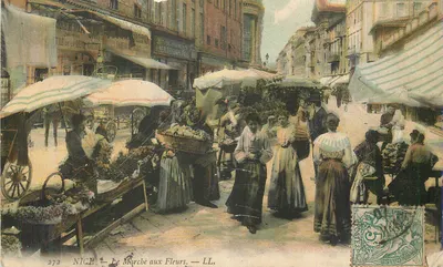 Bilhete postal antigo Nice O Mercado das Flores