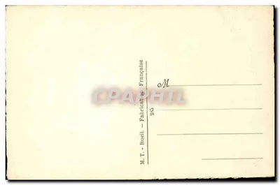 Miłość pod drzewem — kolorowa ilustracja z domem i ptakiem — M.T. Rueil, n°285 — Rewers