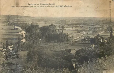 Ao redor de Château-du-Loir — Vista panorâmica da estação Marçon-Vouvray (Sarthe) — Editor: Bliche & Vignaulx, n° 152