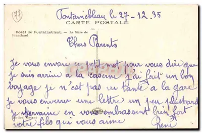 Floresta de Fontainebleau — A Lagoa de Franchard — Edição Vincent — Verso
