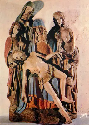 A Pietà — escultura em madeira policromada — JUON