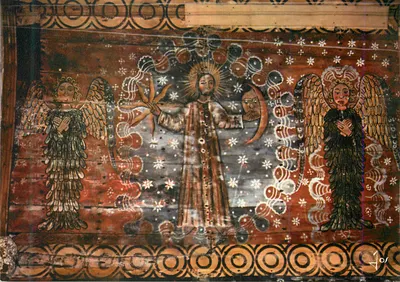 Cristo em glória entre dois anjos — pintura mural — Jor