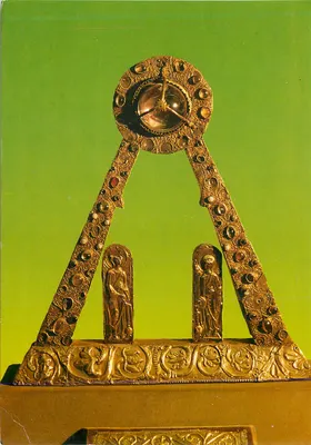 Relógio de pêndulo em ouro — época medieval — editor não identificável