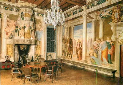 Sala de jantar decorada com frescos — Palazzo Farnese — editor não visível