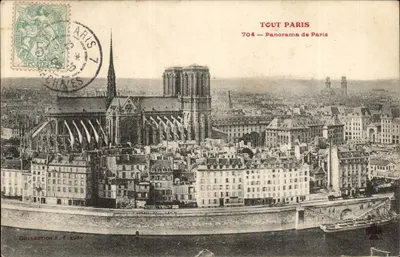 Notre-Dame de Paris — Panorama de Paris — Coleção F. Fleury, n° 704