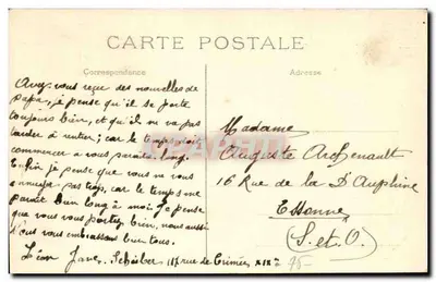 Ministério da Guerra — Paris (7e) — J. H. n°301 — Verso