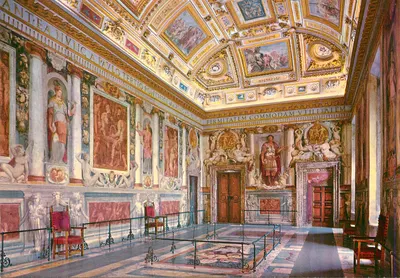 Sala z freskami w Palazzo Farnese w Rzymie — wydawca nieznany, numer serii nie widoczny