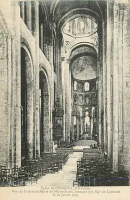 Igreja de Conques — Vista da Grande Néi e do Maître-Autel — consagrada por Mgr de Ligonnès em 18 julho 1909