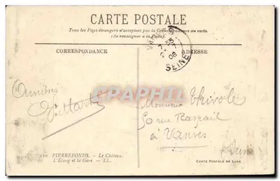 Pierrefonds — Zamek i Stacja — Karta pocztowa luksusowa — Rewers