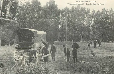 No Campo de Mailly — Telegrafia sem fio - Instalação do Posto — Editor: Postes