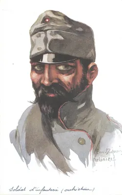 Soldado de infantaria (austríaco) — retrato — Em. Dubuily, Arlon 1914