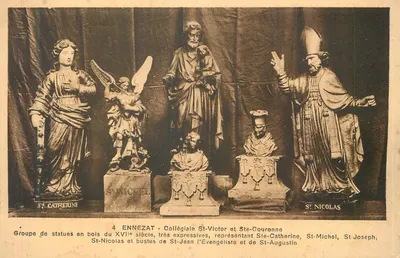 Grupo de estátuas de madeira do século XVII — Colegiada de São Vicente e Santa Coroa, Ennezat
