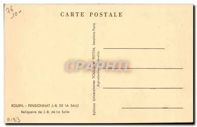 Reliquiário de J.-B. de La Salle — Rouen — Edições Universitárias Toute et Petit — Verso
