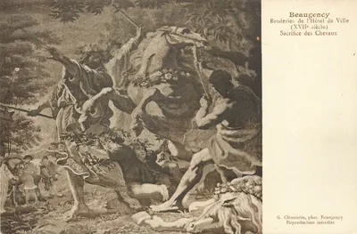 Beaugency — Broderias da Prefeitura (século XVII) — Sacrifice dos Cavalos — G. Clémentin, fot. Beaugency