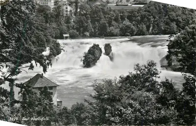 O rio Reno em Schaffhouse — cachoeira do Reno — editor desconhecido, n° 3379