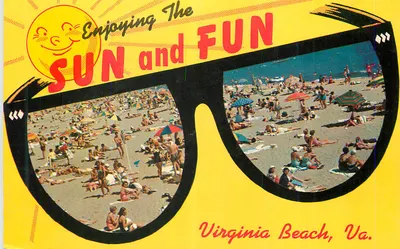 Virginia Beach, Va. — praia movimentada — vista através de óculos de sol estilizados