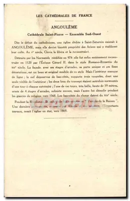 Angoulême — Catedral de San Pedro (Charente) — Colección Solution Paulusberge — Reverso