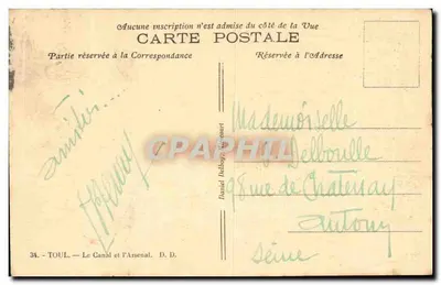 TOUL — O Canal e o Arsenal — Editor Daniel Delbogy, n°34 — Verso