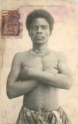 Bilhete postal antigo Congo Francês Tipo Bakouni Pantera