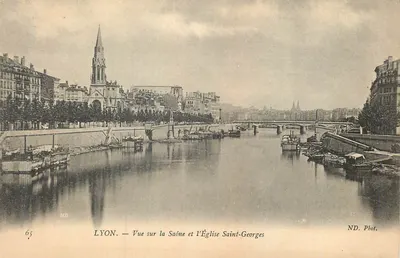 LYON — Vue sur la Saône et l'Église Saint-Georges — ND. Phot. n°65