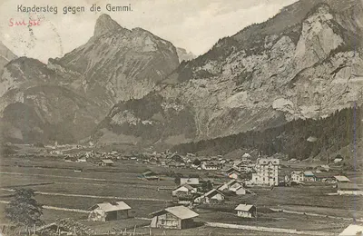 Kandersteg contra as Gemmi — Vista do vilarejo de Kandersteg e do cume das Gemmi — editor Suíço