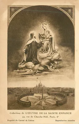 Virgem com o Menino e mulher santa — vista da praça São Pedro — Collections de L'Œuvre de la Sainte Enfance, 44, rue du Cherche-Midi, Paris, 6e