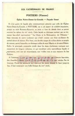 Poitiers (Vienne) — Igreja Notre-Dame-la-Grande (Fachada Oeste) — Coleção da Kolarsine e da Solução Pautaubege — Verso