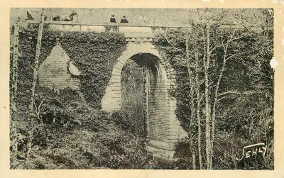 Bilhete postal antigo Environs de Fontenay le Comte Floresta de Mervent (Vendée) O Ponte do Dilúvio