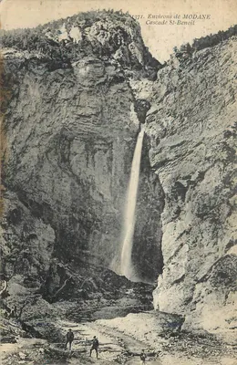 Bilhete postal antigo — Environs de Modane — Cascata de St Benoit