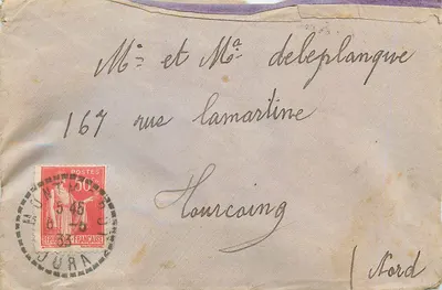 Lourcain — carta postal com destino a Lourcain (Nord) — editor desconhecido