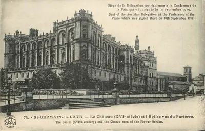 St-GERMAIN-en-LAYE — Zamek (XVI wiek) i Kościół widziany z parteru — L. RICILLÉ, Paryż, nr 74