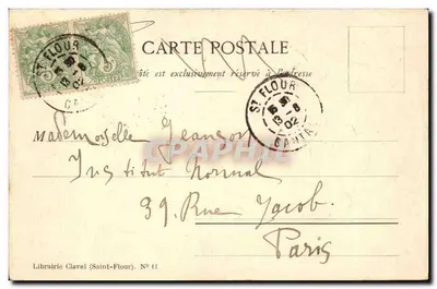Le Cantal. Camponeses de Sarthe — J. — N° 11 — Verso
