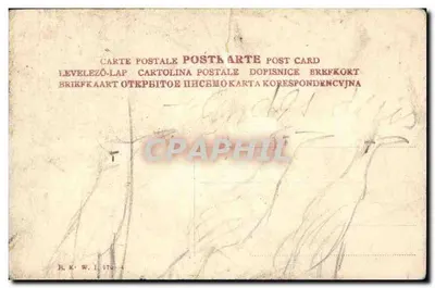 Kobieta w białej sukni trzymająca bukiet — Émile Mail — B.K. W. I. 170-4 — Rewers