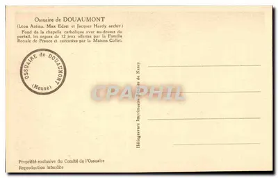 Ossuário de Douaumont — Capela católica — Héliogravure Imprimerie de Nancy — Verso