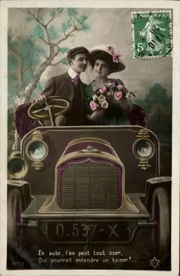 Couples en voiture — scène amoureuse — éditeur non identifié, n° 4153