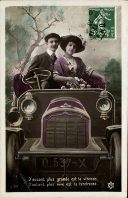 Couples dans une voiture — texte imprimé — éditeur PCP n°4153