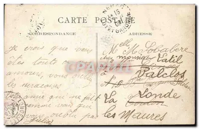 Jonge vrouw die glimlacht en schrijft — Gelukkig verjaardag — LeNormand Fot. n°130, Bidou — Achterkant
