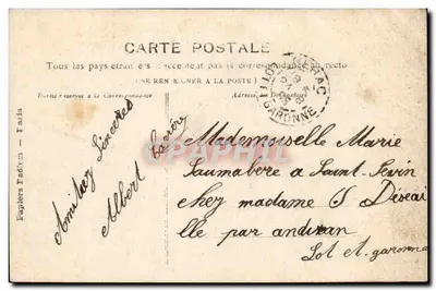 Amour et Fleurs — scène de vente de fleurs — éditeur anonyme, n° de série non visible — Verso